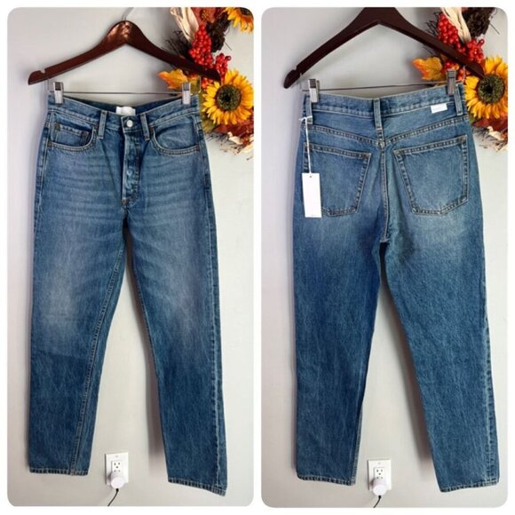 Boyish Tommy Jeans Cropped Rigid High Rise Straight Leg Sz 26 in GREED - Picture 1 of 13